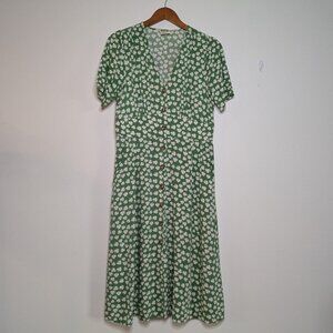 Joanie Manon Clover Print Button-Through Tea Dress